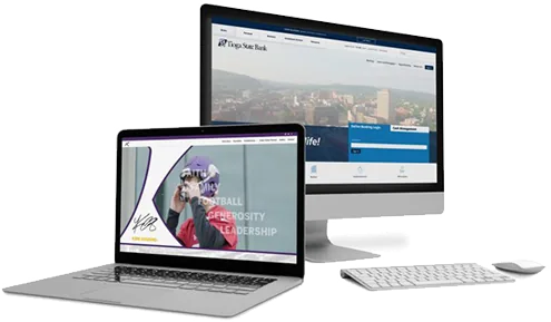 A hosted business website on a desktop and laptop