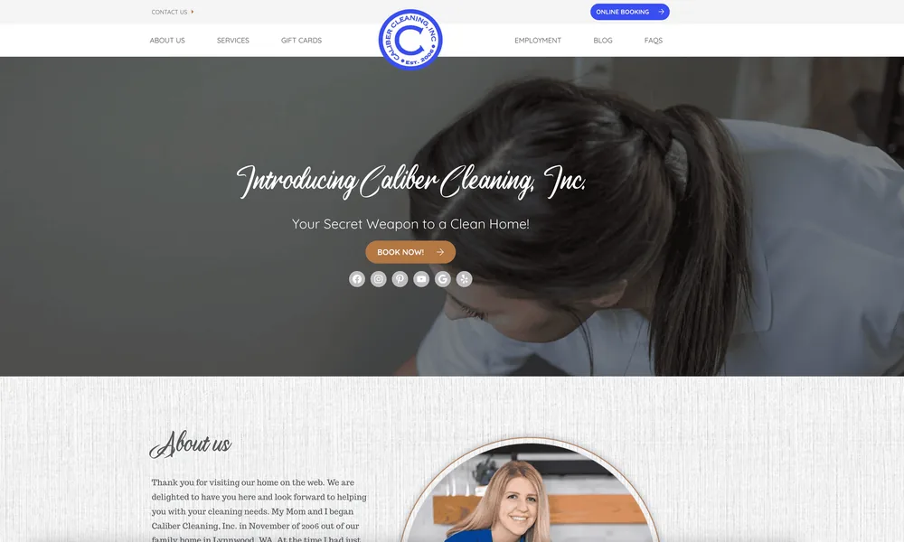 Caliber Cleaning homepage designed by our team