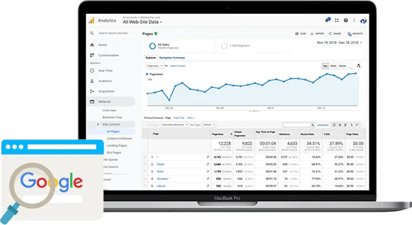 Search analytics report showing traffic growth