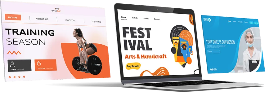 Three client websites for a gym, a festival and a dental office