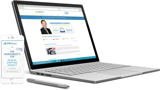 A Seattle-area WordPress site on a laptop, tablet and phone